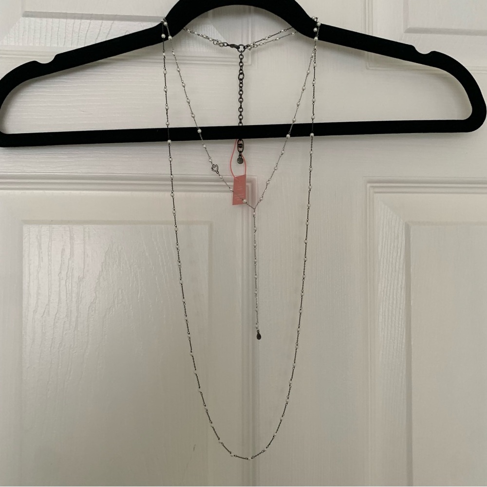 Cabi Pearl Heart Charm Necklace And Earring set NEW